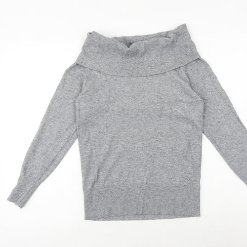 Stock Shags Womens Grey Roll Neck Viscose Pullover Jumper Size S