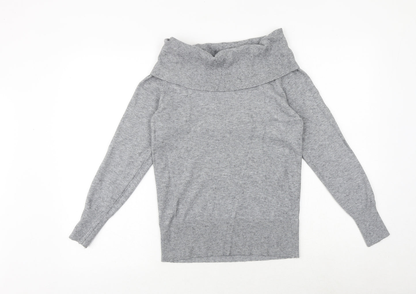 Stock Shags Womens Grey Roll Neck Viscose Pullover Jumper Size S