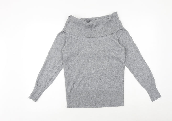 Stock Shags Womens Grey Roll Neck Viscose Pullover Jumper Size S