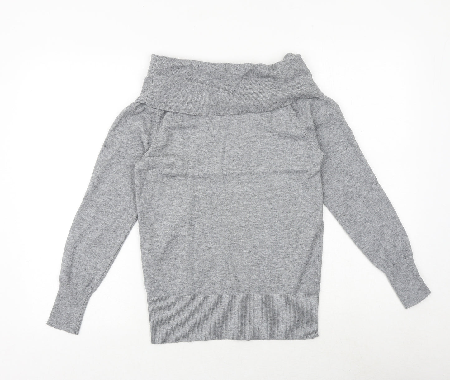 Stock Shags Womens Grey Roll Neck Viscose Pullover Jumper Size S