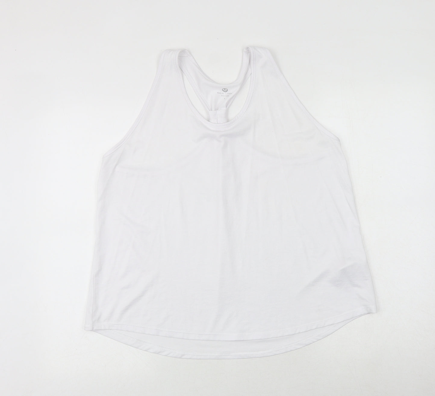 New Look Womens White Polyester Basic Tank Size L Round Neck