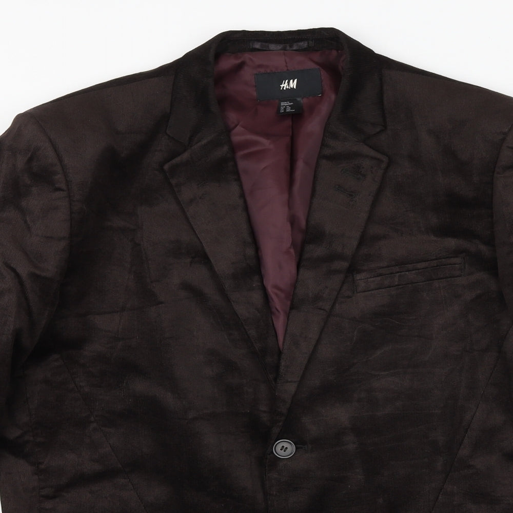 H&M Mens Brown Cotton Jacket Blazer Size 42 Regular