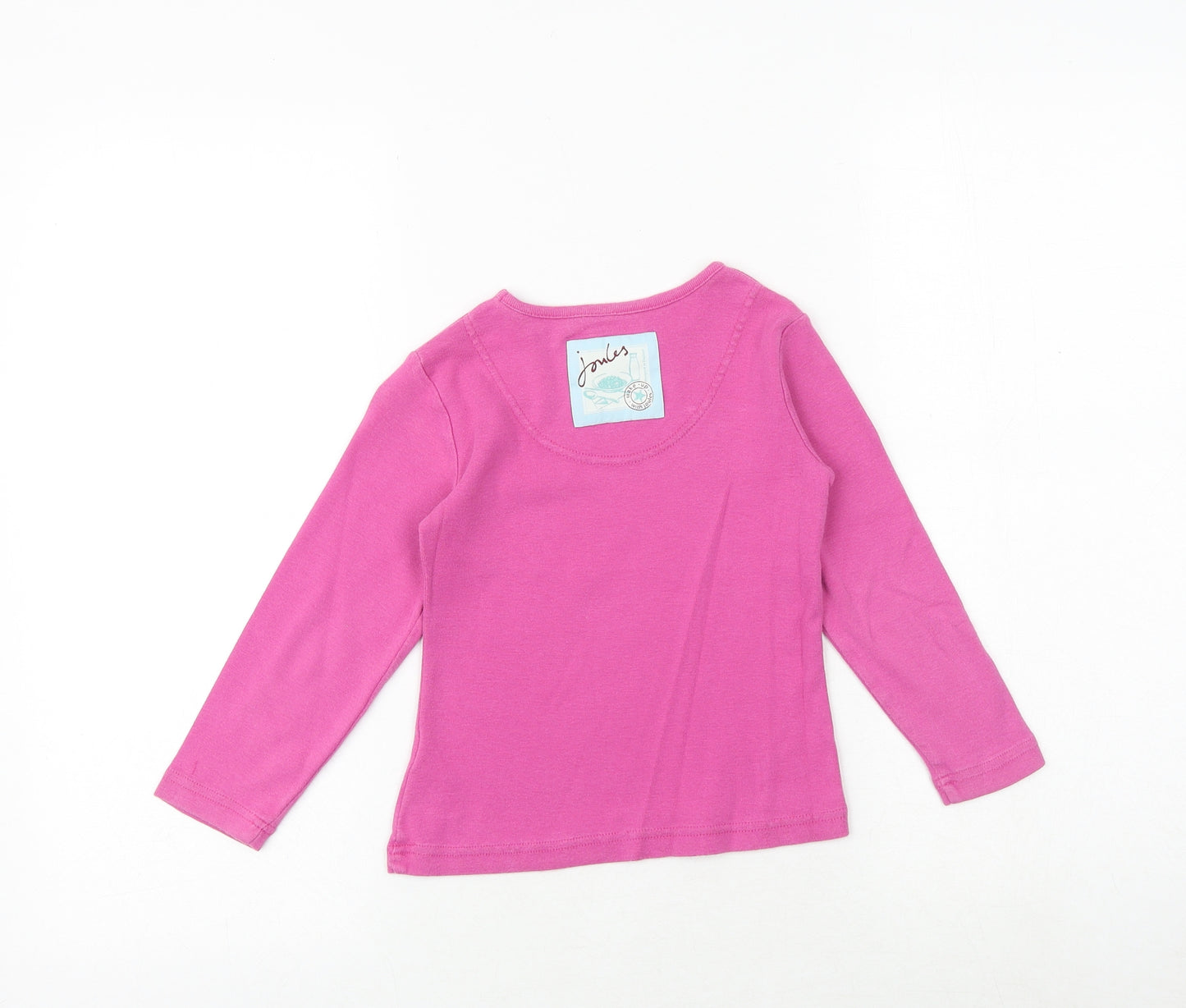 Joules Girls Pink 100% Cotton Pullover T-Shirt Size 4 Years Boat Neck Pullover