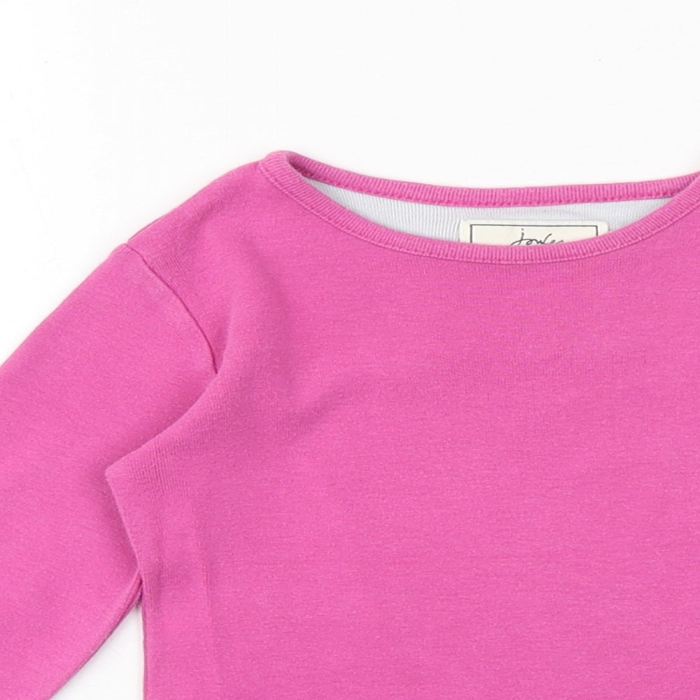 Joules Girls Pink 100% Cotton Pullover T-Shirt Size 4 Years Boat Neck Pullover