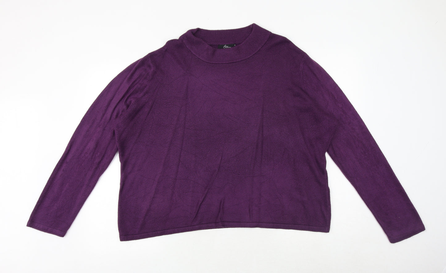 Bonmarché Womens Purple Round Neck Acrylic Pullover Jumper Size XL