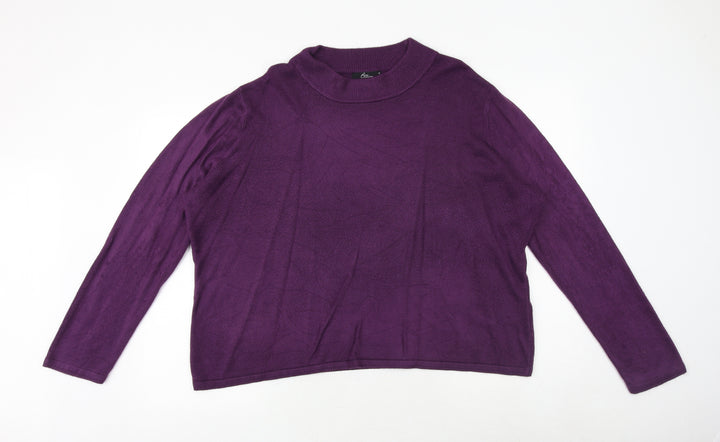 Bonmarché Womens Purple Round Neck Acrylic Pullover Jumper Size XL