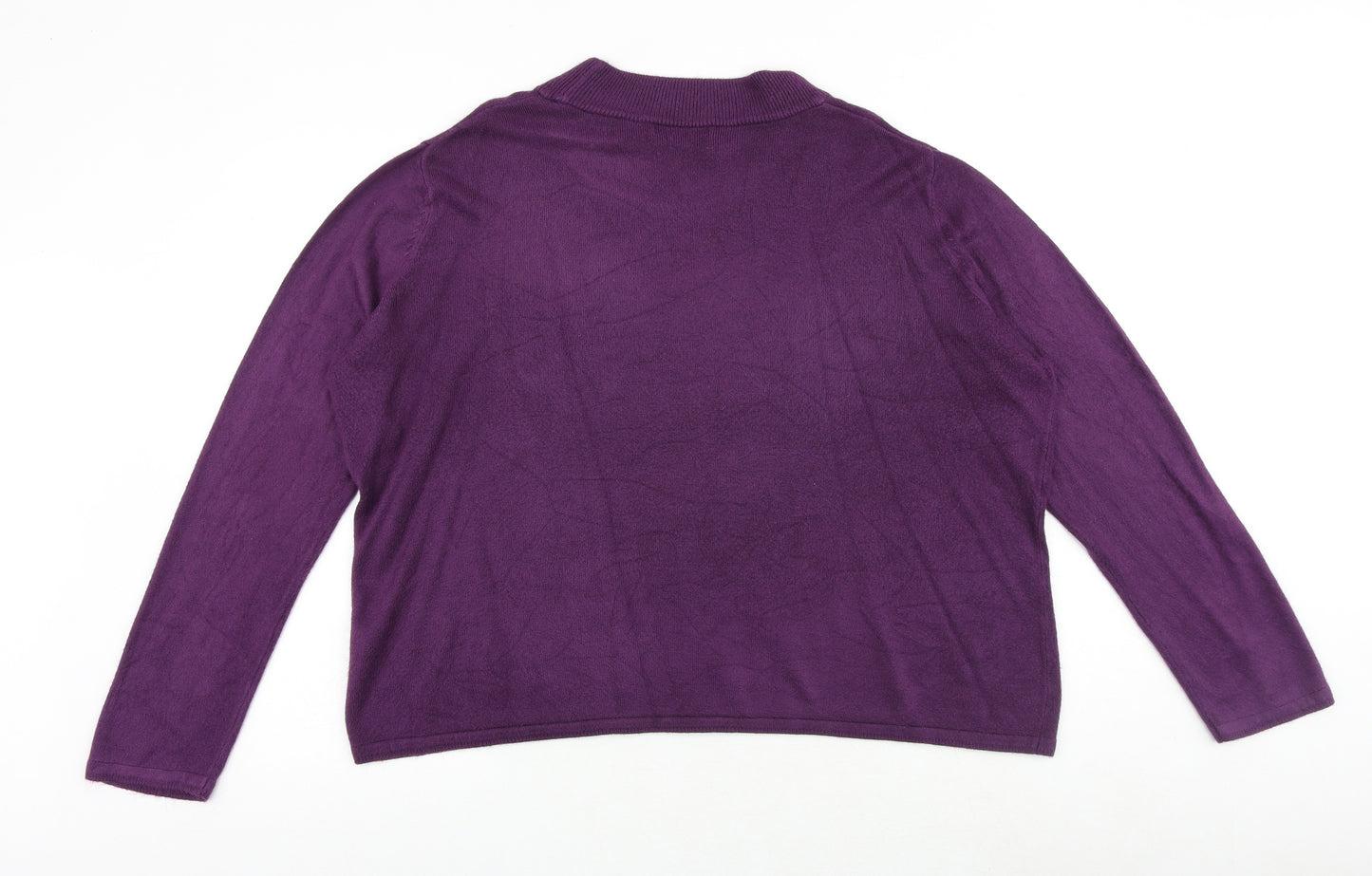 Bonmarché Womens Purple Round Neck Acrylic Pullover Jumper Size XL