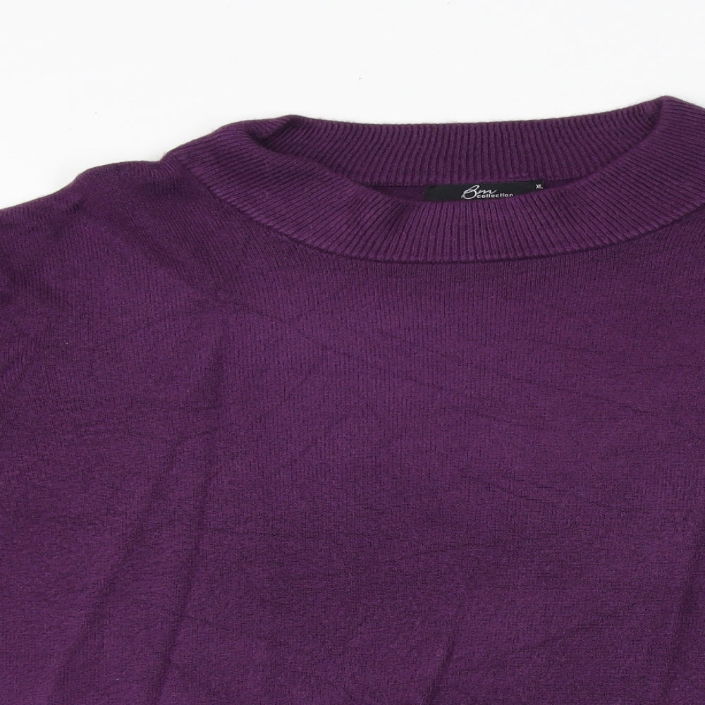 Bonmarché Womens Purple Round Neck Acrylic Pullover Jumper Size XL