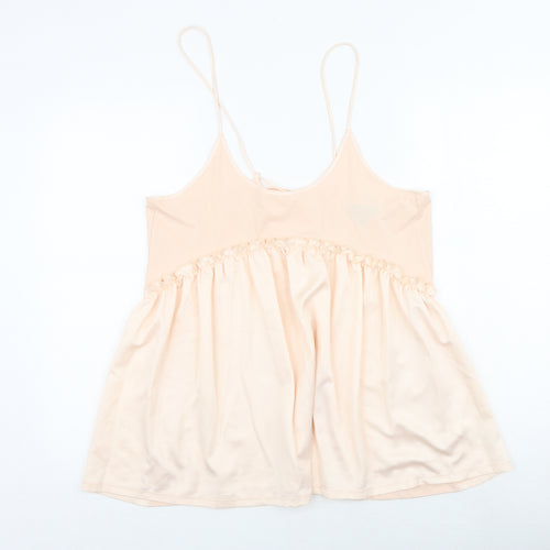 Topshop Womens Pink Polyester Basic Tank Size 8 Round Neck