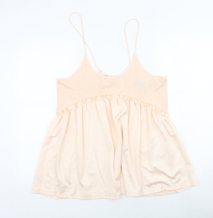 Topshop Womens Pink Polyester Basic Tank Size 8 Round Neck