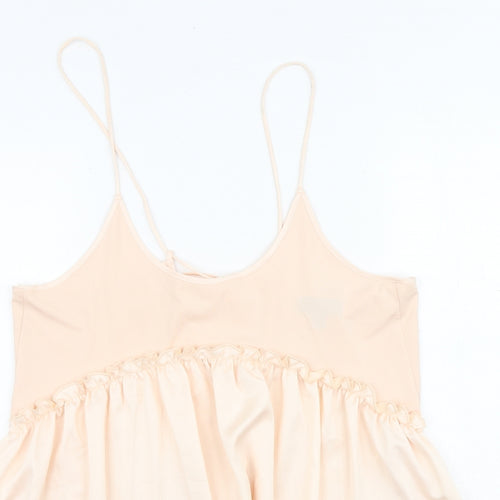 Topshop Womens Pink Polyester Basic Tank Size 8 Round Neck