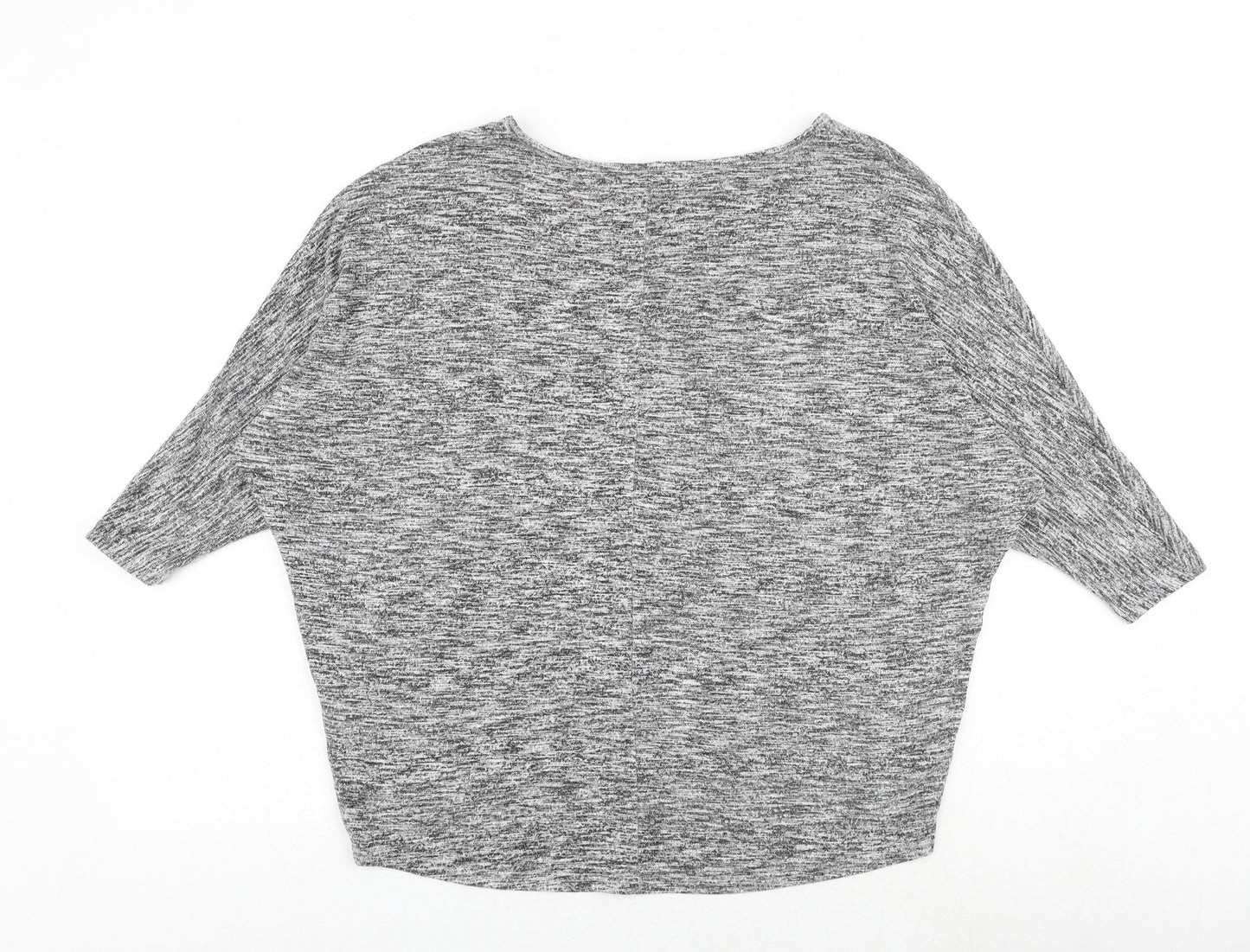 New Look Womens Grey Geometric Viscose Basic Blouse Size S Round Neck