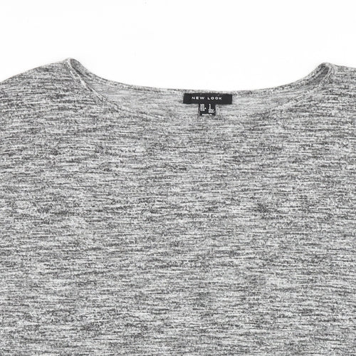 New Look Womens Grey Geometric Viscose Basic Blouse Size S Round Neck