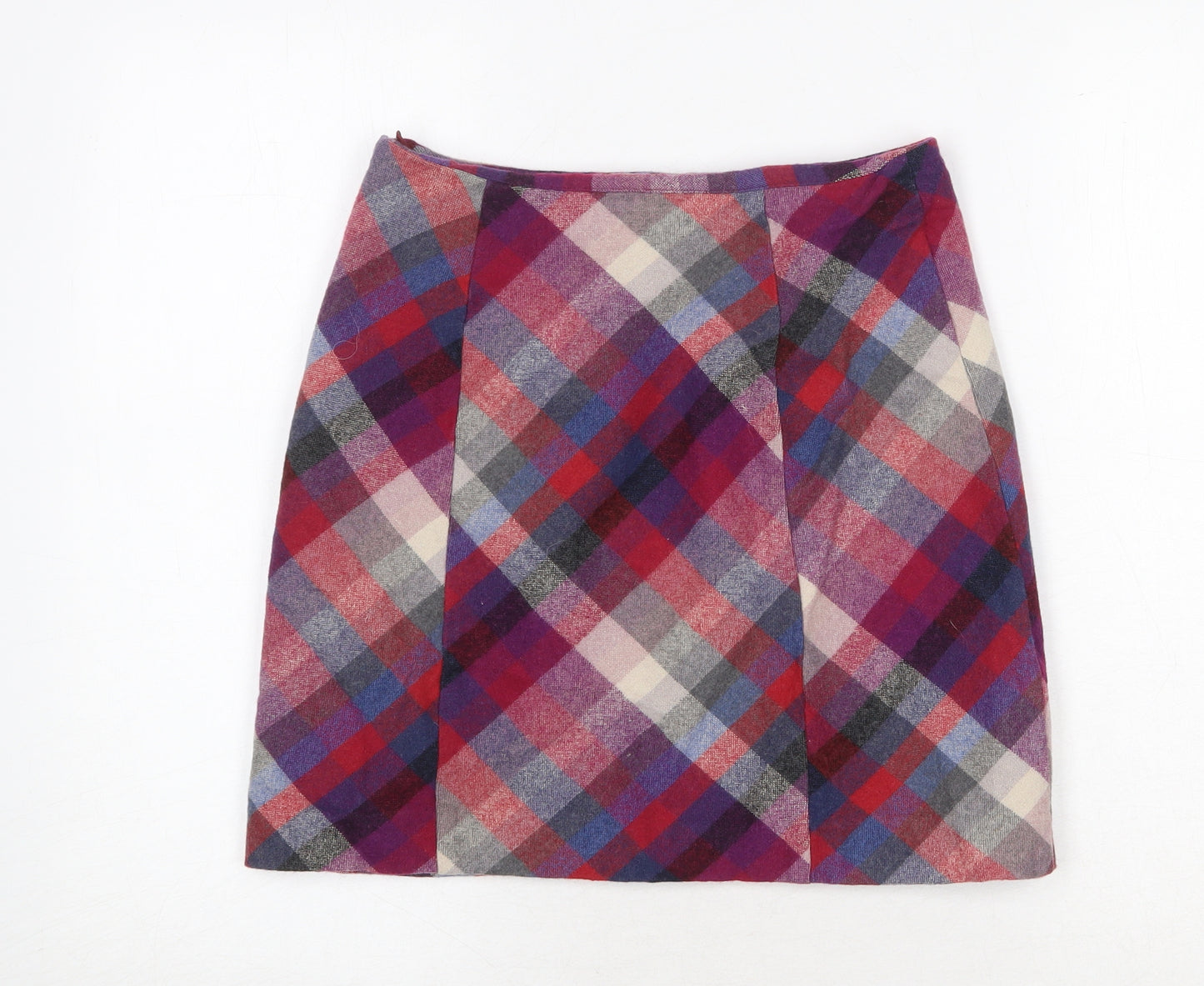 H&M Womens Multicoloured Plaid Viscose A-Line Skirt Size 8 Zip