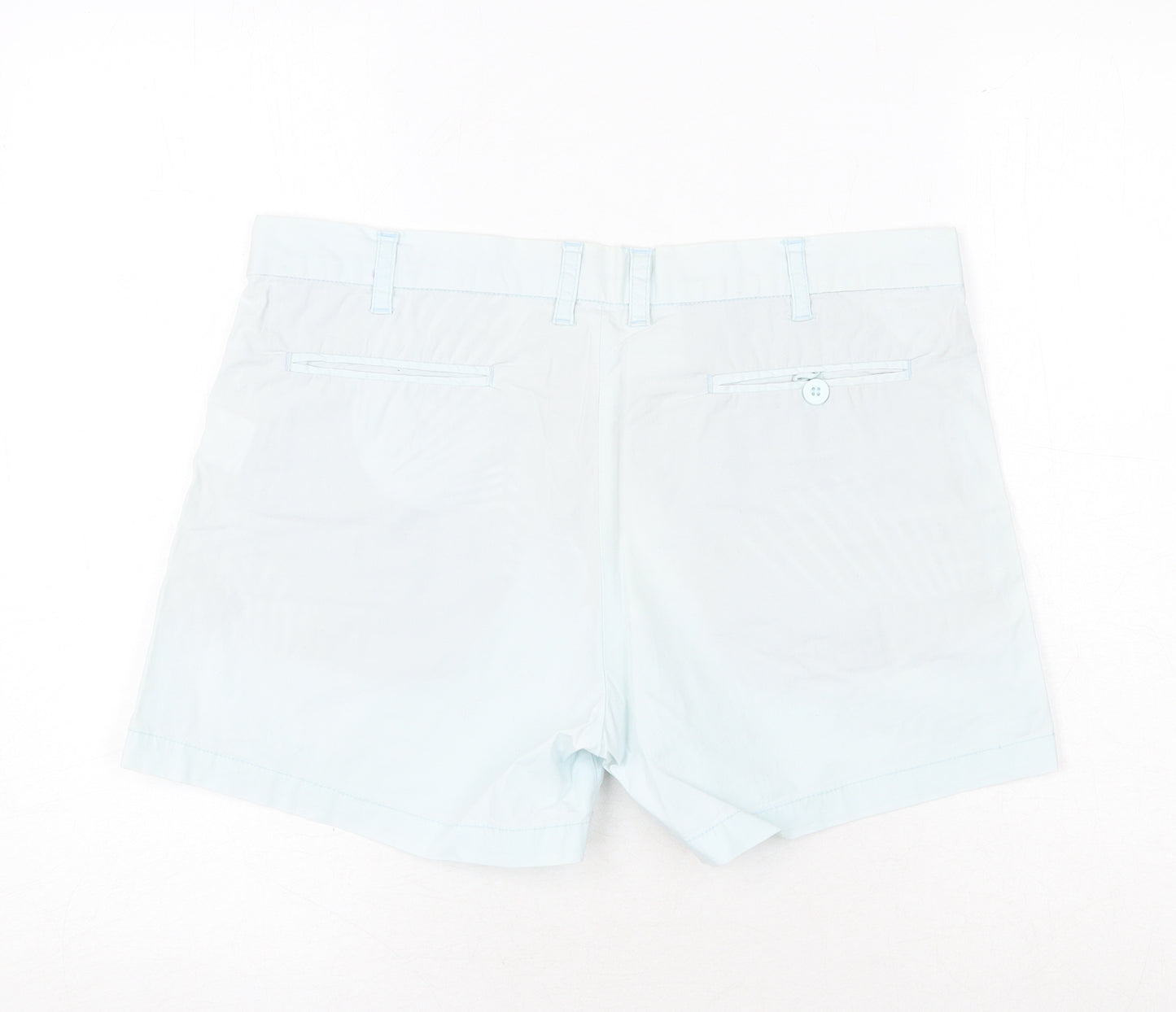 Deus Womens Blue Cotton Chino Shorts Size 12 Regular Zip