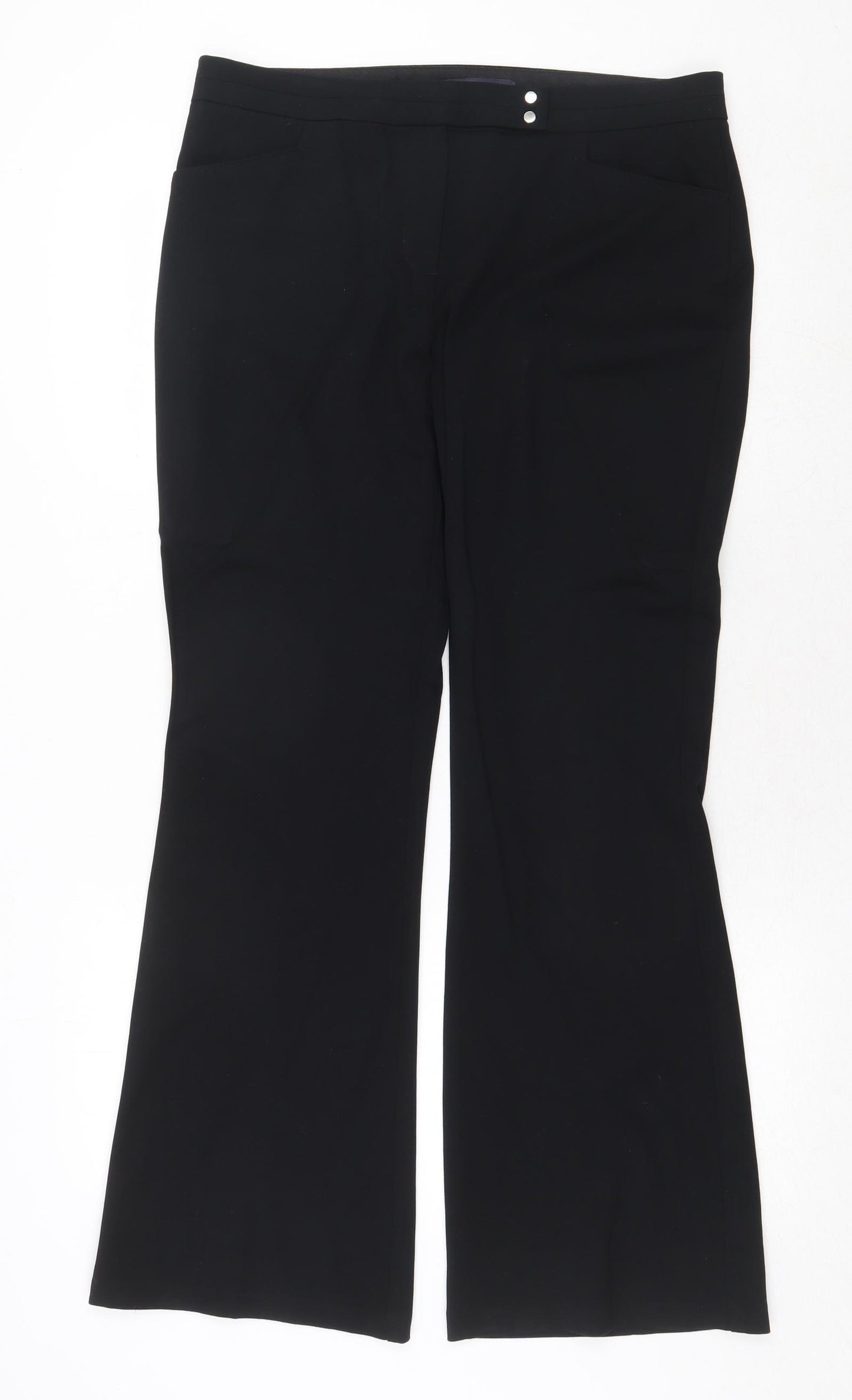 Marks and Spencer Womens Black Viscose Dress Pants Trousers Size 14 Regular Zip