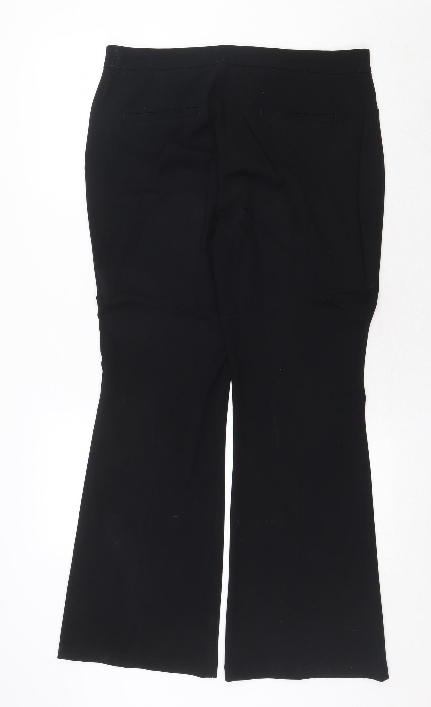 Marks and Spencer Womens Black Viscose Dress Pants Trousers Size 14 Regular Zip