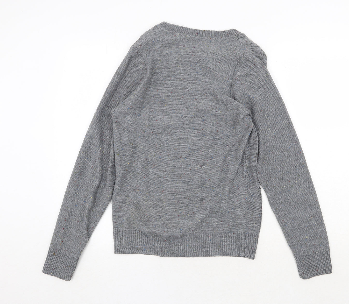 Hemingway Womens Grey Round Neck Acrylic Pullover Jumper Size S