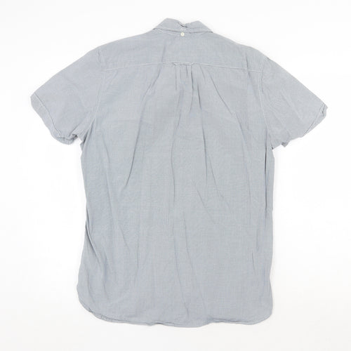 H&M Mens Blue Check Cotton Button-Up Size S Collared Button