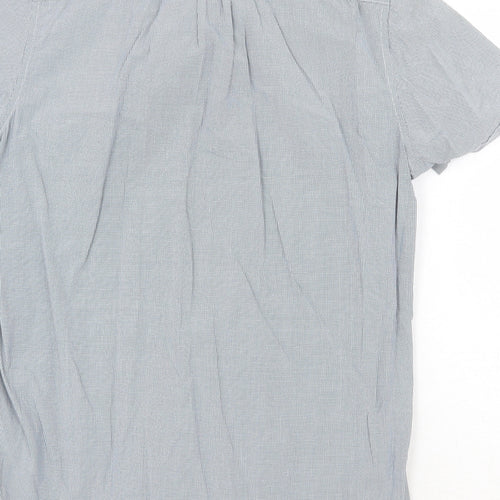 H&M Mens Blue Check Cotton Button-Up Size S Collared Button