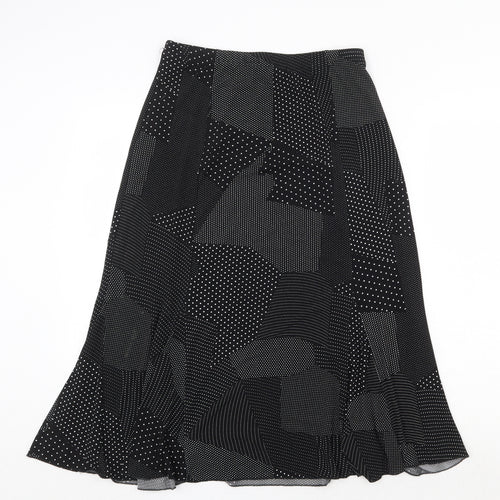 Sonic Womens Black Geometric Polyester Swing Skirt Size 12