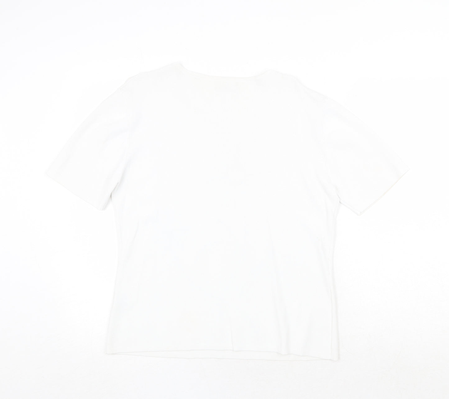 Roman Originals Womens White Round Neck Viscose Pullover Jumper Size M - Flower