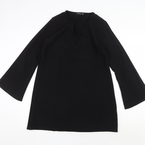 Boohoo Womens Black Polyester A-Line Size 12 V-Neck Pullover