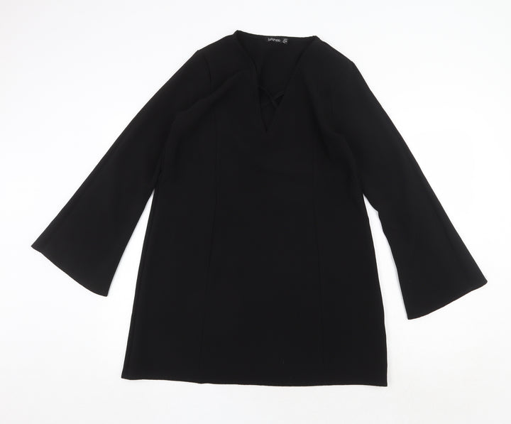 Boohoo Womens Black Polyester A-Line Size 12 V-Neck Pullover