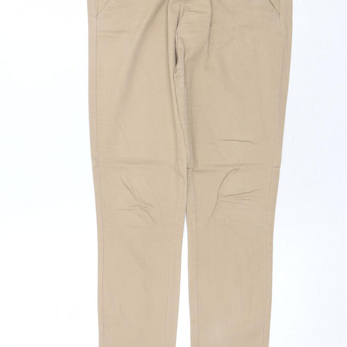 Bershka Womens Beige Cotton Straight Jeans Size 6 Regular Zip