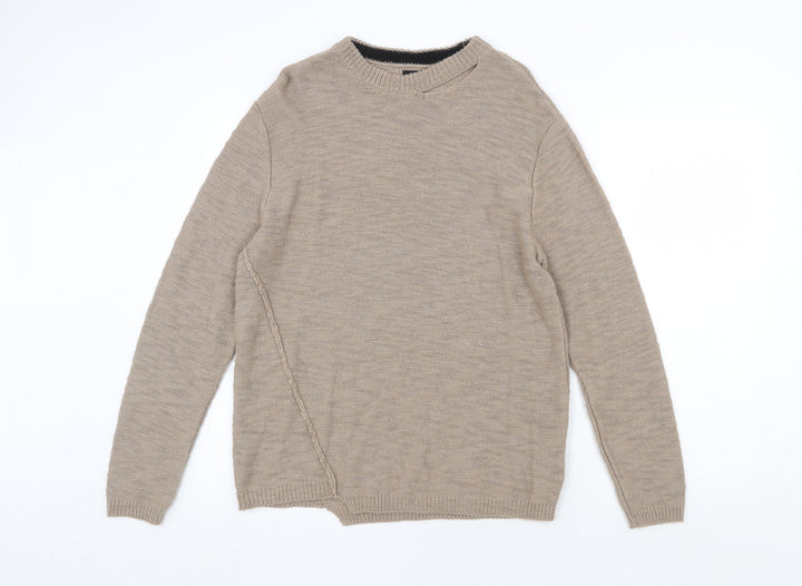 River Island Womens Beige Round Neck Acrylic Pullover Jumper Size S