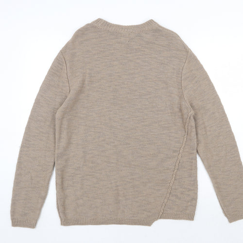 River Island Womens Beige Round Neck Acrylic Pullover Jumper Size S