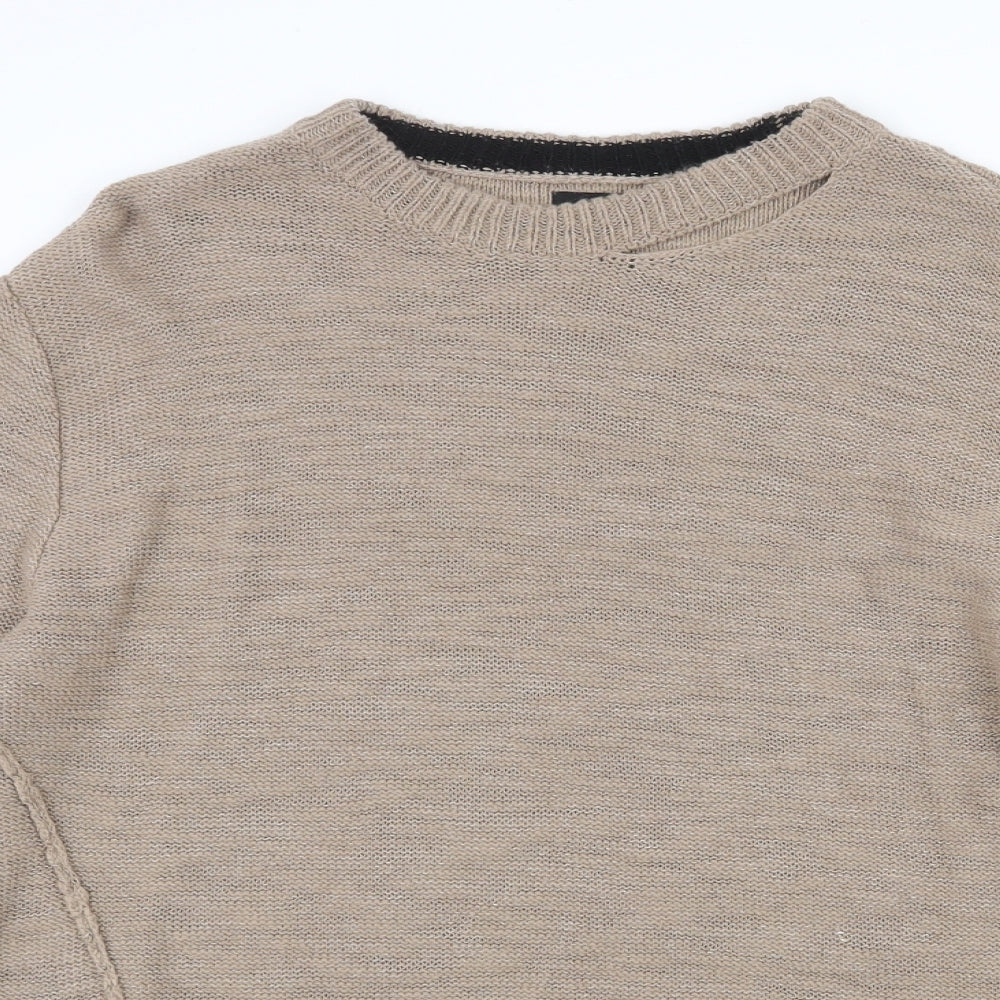 River Island Womens Beige Round Neck Acrylic Pullover Jumper Size S
