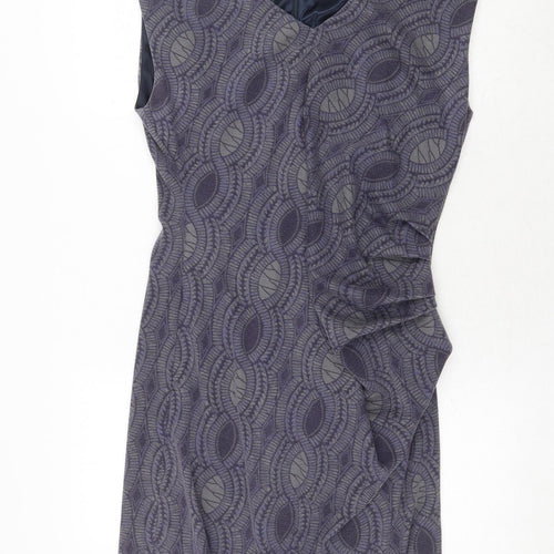 Kaffe Womens Grey Geometric Polyester A-Line Size XL V-Neck Zip
