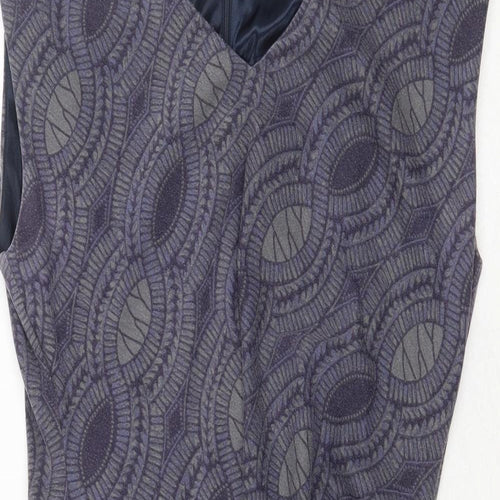 Kaffe Womens Grey Geometric Polyester A-Line Size XL V-Neck Zip