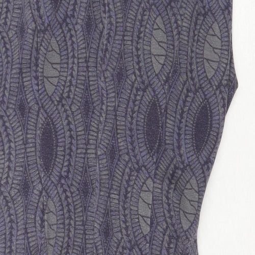 Kaffe Womens Grey Geometric Polyester A-Line Size XL V-Neck Zip
