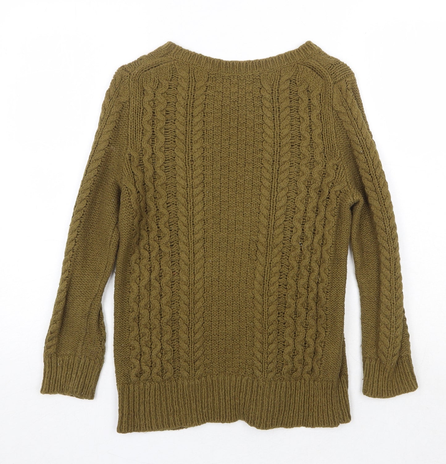 LOFT Womens Green Round Neck Cotton Pullover Jumper Size XS
