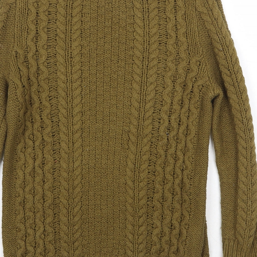 LOFT Womens Green Round Neck Cotton Pullover Jumper Size XS