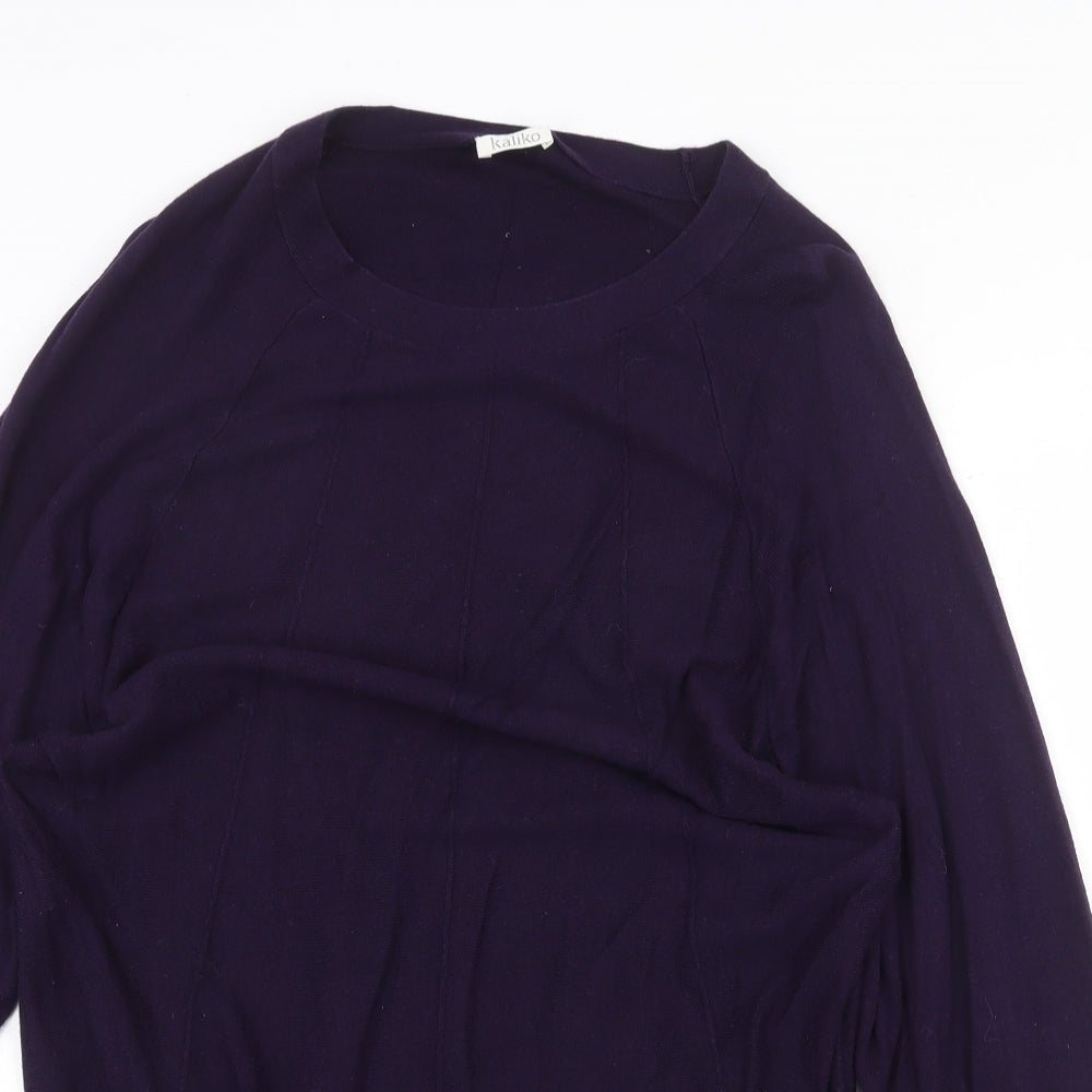 Kaliko Womens Purple Round Neck Cotton Pullover Jumper Size M