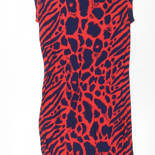 NEXT Womens Multicoloured Animal Print Viscose A-Line Size 6 Round Neck Pullover - Leopard Pattern