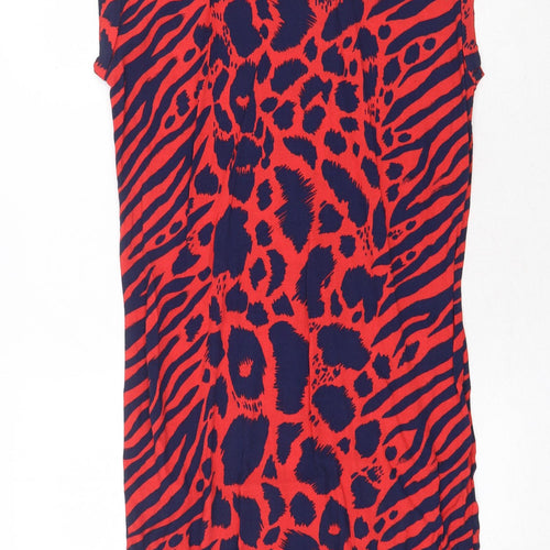 NEXT Womens Multicoloured Animal Print Viscose A-Line Size 6 Round Neck Pullover - Leopard Pattern