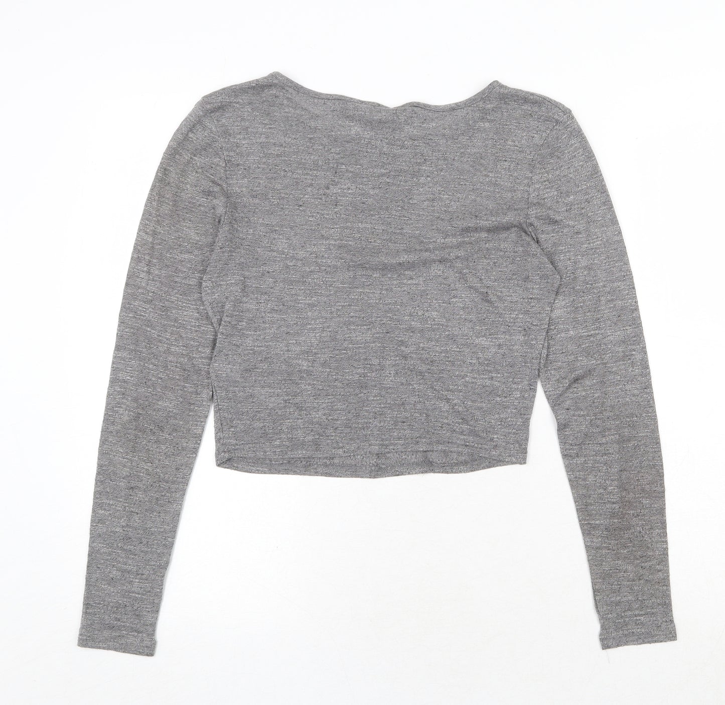 New Look Womens Grey Polyester Basic T-Shirt Size 10 Round Neck