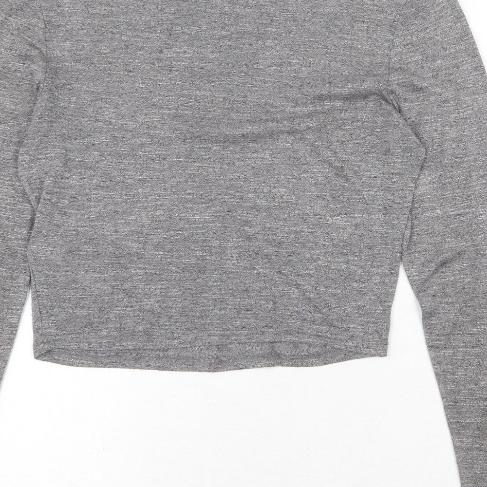 New Look Womens Grey Polyester Basic T-Shirt Size 10 Round Neck