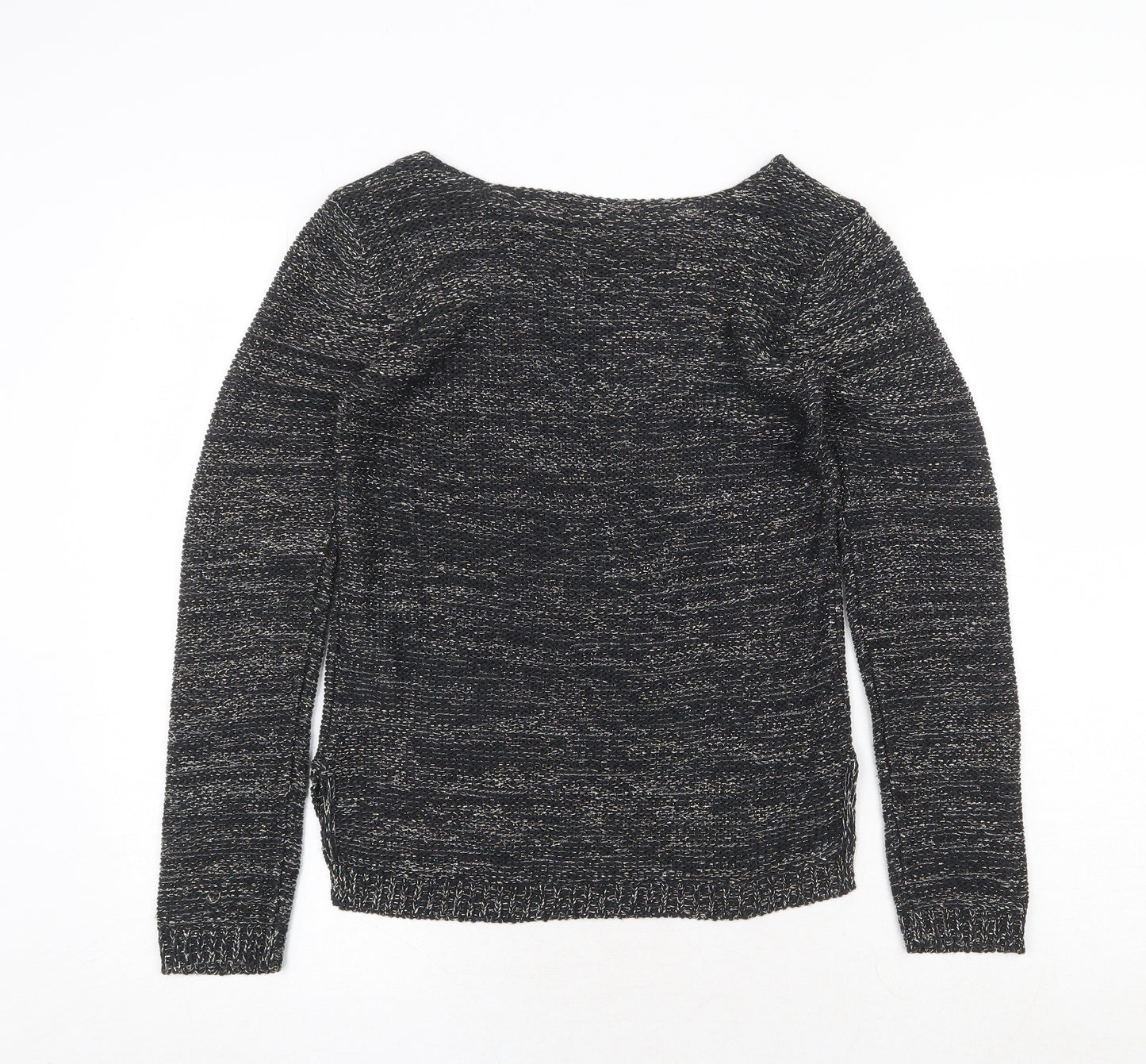 VILA Womens Black Round Neck Geometric Acrylic Pullover Jumper Size S