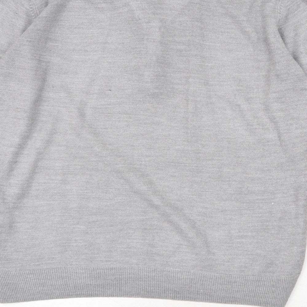 Burton Mens Grey Round Neck Acrylic Pullover Jumper Size L Long Sleeve