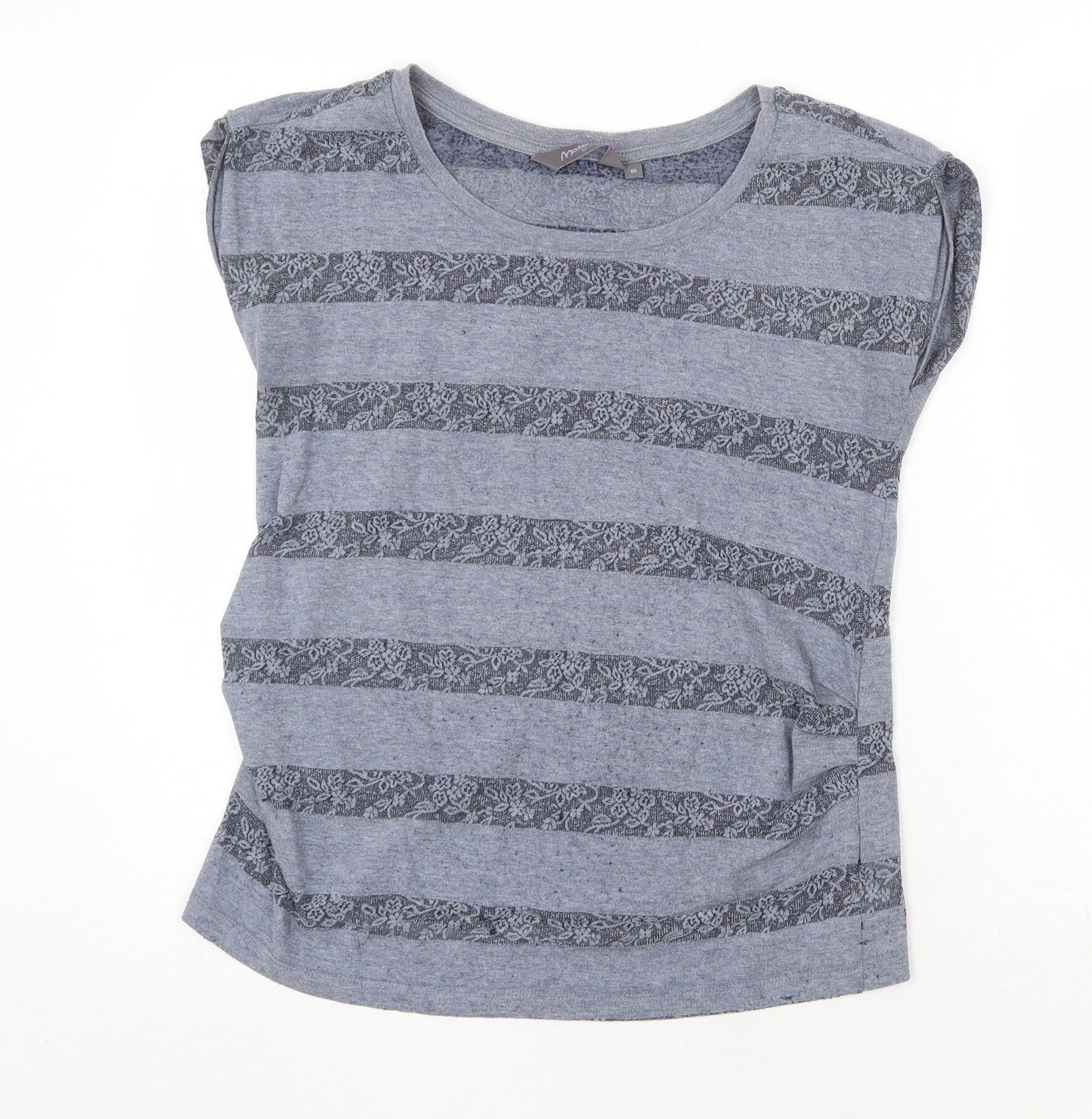 New Look Womens Grey Geometric Polyester Basic Blouse Size 10 Round Neck - Lace Detail