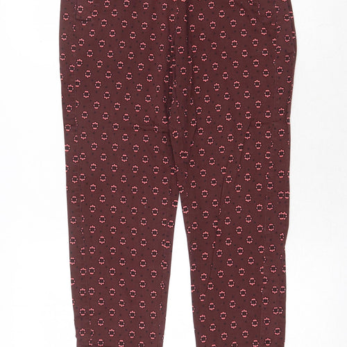 Dorothy Perkins Womens Red Geometric Cotton Skinny Jeans Size 12 Regular Zip