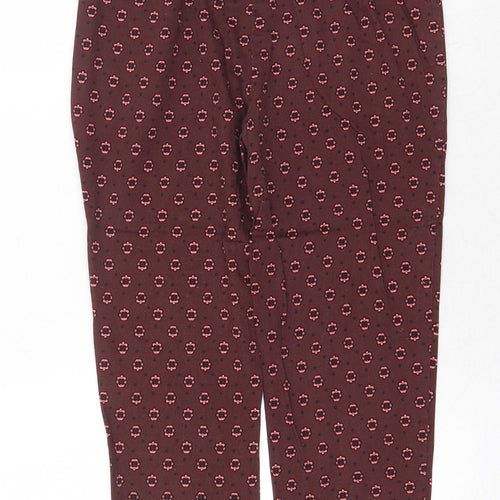 Dorothy Perkins Womens Red Geometric Cotton Skinny Jeans Size 12 Regular Zip