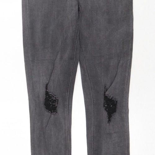 PRETTYLITTLETHING Womens Grey Cotton Skinny Jeans Size 10 Regular Zip