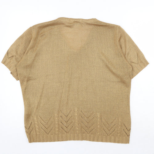 Berketex Womens Beige V-Neck Acrylic Pullover Jumper Size 10