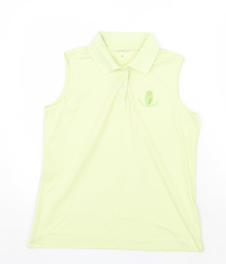 Ashworth Womens Green Cotton Basic Tank Size M Collared